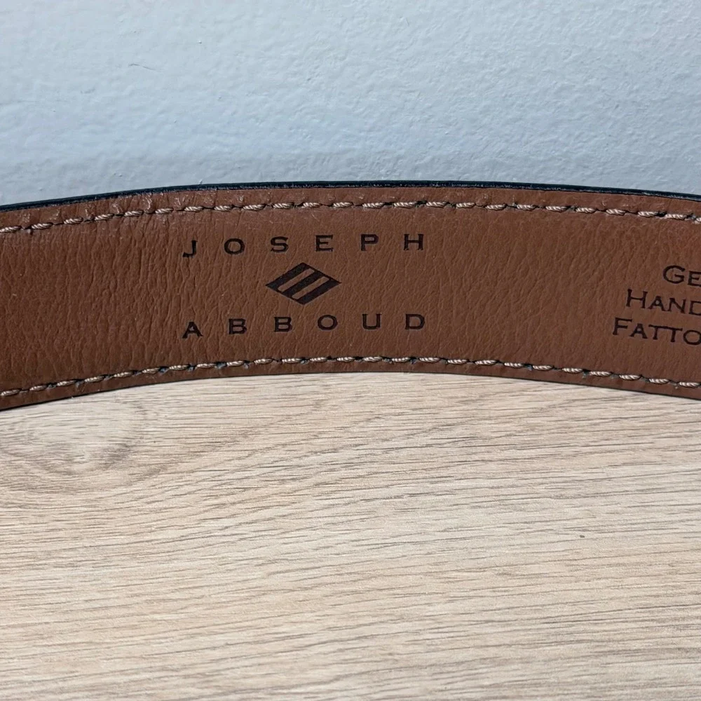 Joseph Abboud Belt Mens 44 Black Italian Leather Dress Classic Silver‎ Buckle